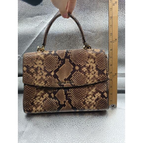 Michael Kors Ava Medium Python Snake Leather Crossbody Satchel Bag Khaki - Picture 9 of 15